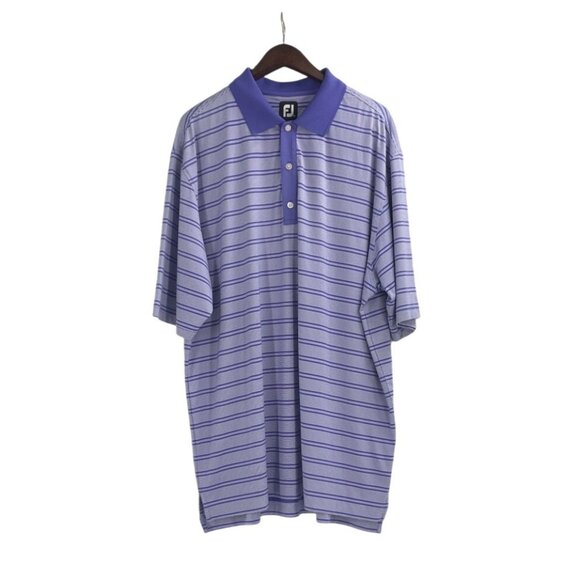 FootJoy Mens XXL Golf Polo Shirt Purple Striped Classic Fit Outdoor Preppy - Picture 1 of 7